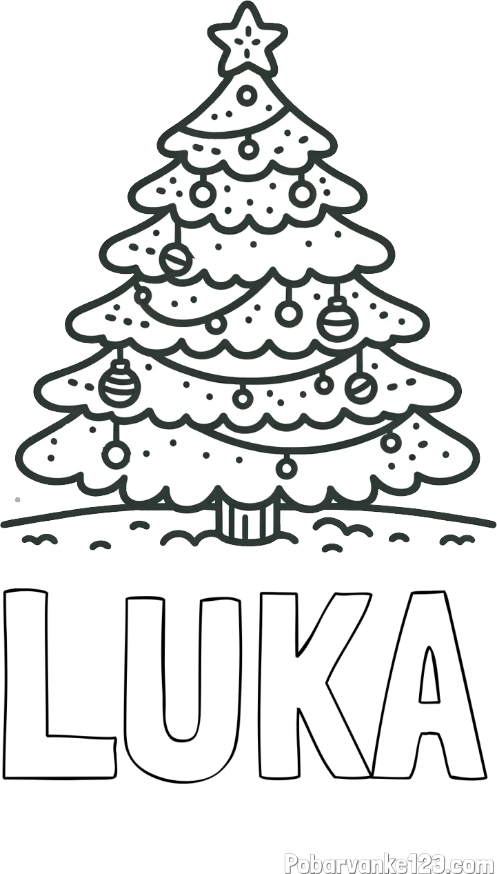 Pobarvanka imena LUKA in pobarvanka božičnega drevesa