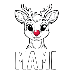 Online izdelana pobarvanka - Pobarvanka imena MAMI in otroška pobarvanka simpatičnega jelenčka Rudolfa