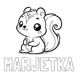 Online izdelana pobarvanka - Pobarvanka imena MARJETKA in pobarvanka veverice