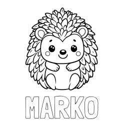 Pobarvanka imena MARKO in pobarvanka prikupnega ježa
