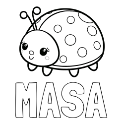 Online izdelana pobarvanka - Pobarvanka imena MAŠA in pobarvanka ljubke pikapolonice