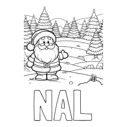 Online izdelana pobarvanka - Pobarvanka imena NAL in pobarvanka Božička v naravi