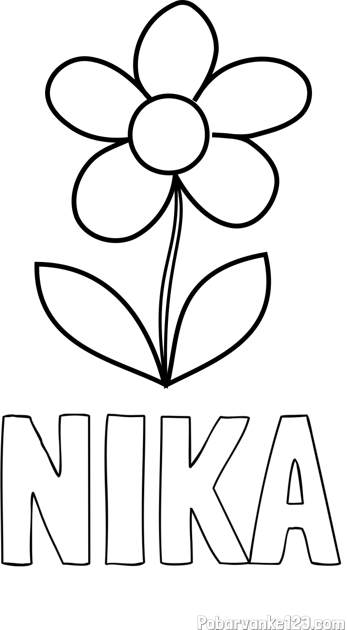 Pobarvanka imena NIKA in pobarvanka lepe cvetlice