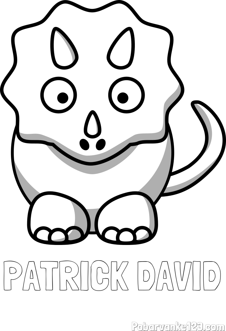 Pobarvanka imena PATRICK DAVID in pobarvanka dinozavra triceratops