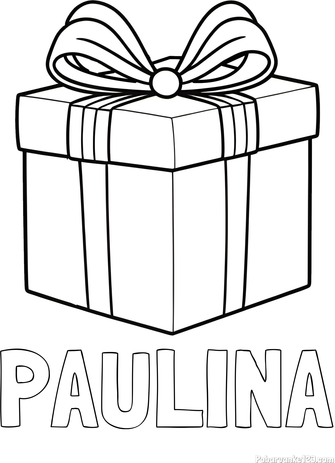 Pobarvanka imena PAULINA in pobarvanka darila s pentljo