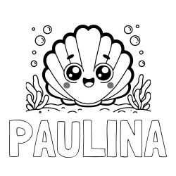 Pobarvanka imena PAULINA in pobarvanka nasmejane školjke