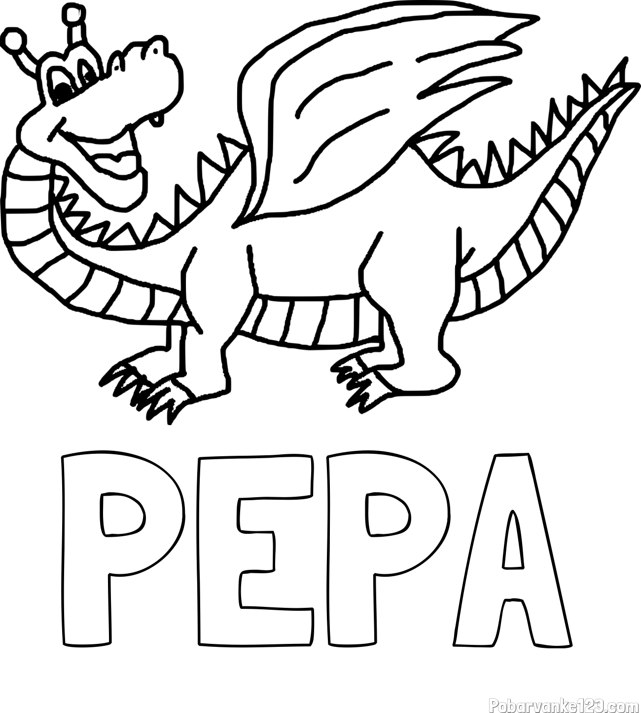 Pobarvanka imena PEPA in pobarvanka zmajčka