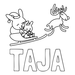 Online izdelana pobarvanka - Pobarvanka imena TAJA in božične sani