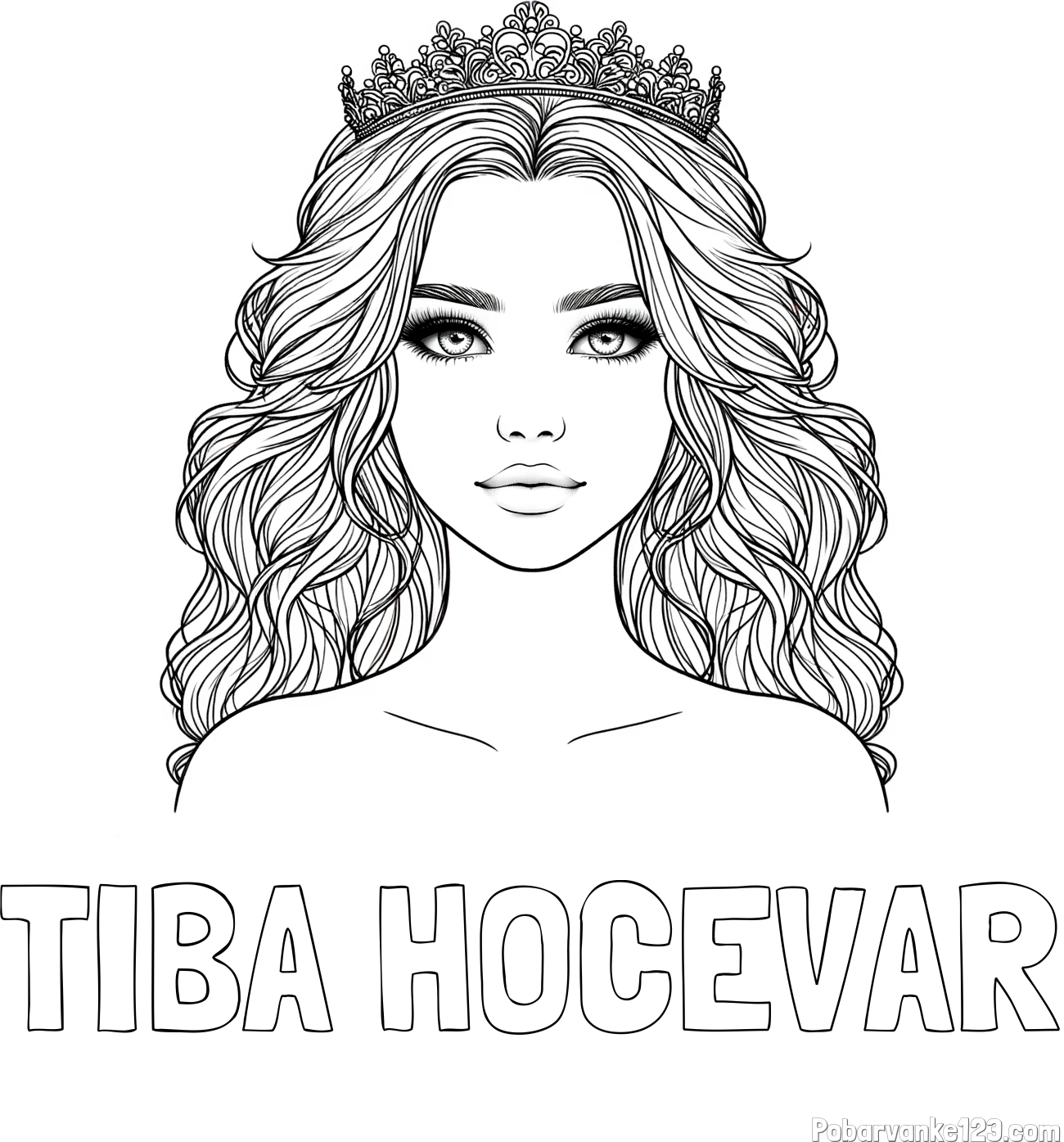 Pobarvanka imena TIBA HOČEVAR in pobarvanka prikupne princeske