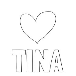 Online izdelana pobarvanka - Pobarvanka imena TINA in srček