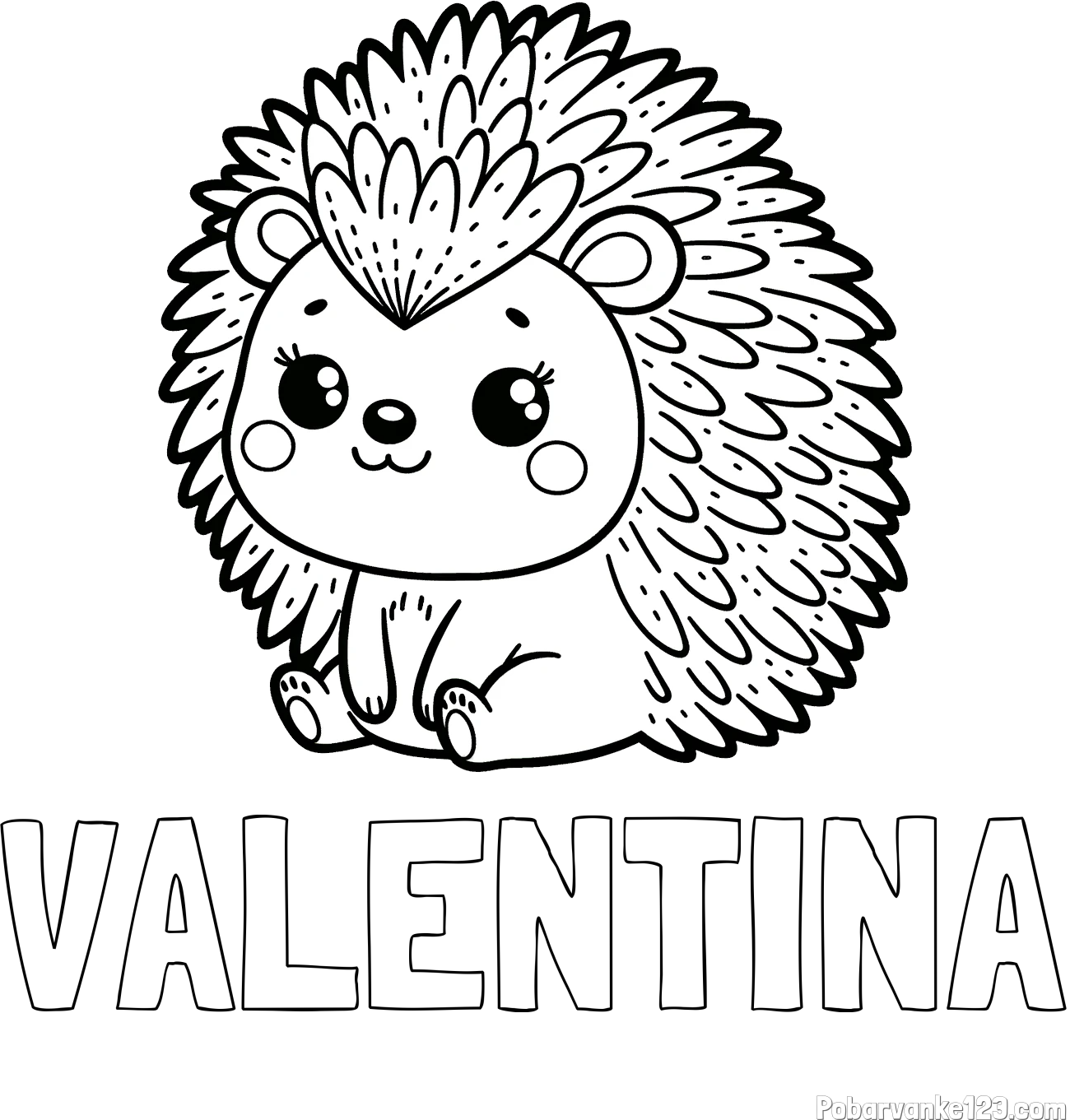 Pobarvanka imena VALENTINA in pobarvanka nasmejanega ježka