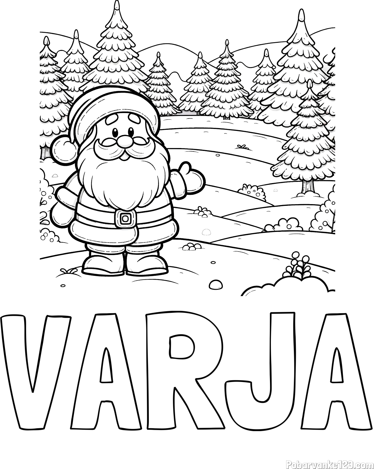Pobarvanka imena VARJA in pobarvanka Božička v naravi
