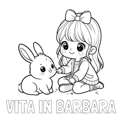 Online izdelana pobarvanka - Pobarvanka imena VITA IN BARBARA in pobarvanka ljubke punčke, ki se igra z zajčkom