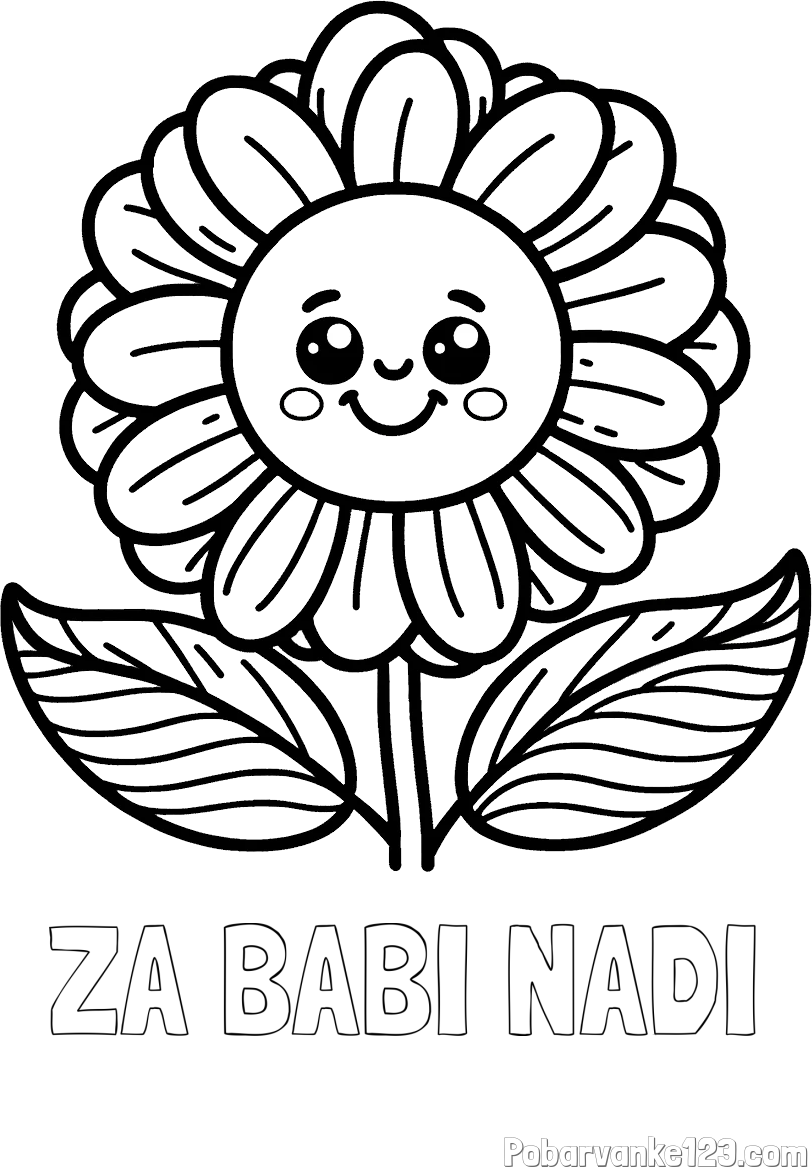 Pobarvanka imena ZA BABI NADI in pobarvanka ljubke in nasmejane rože