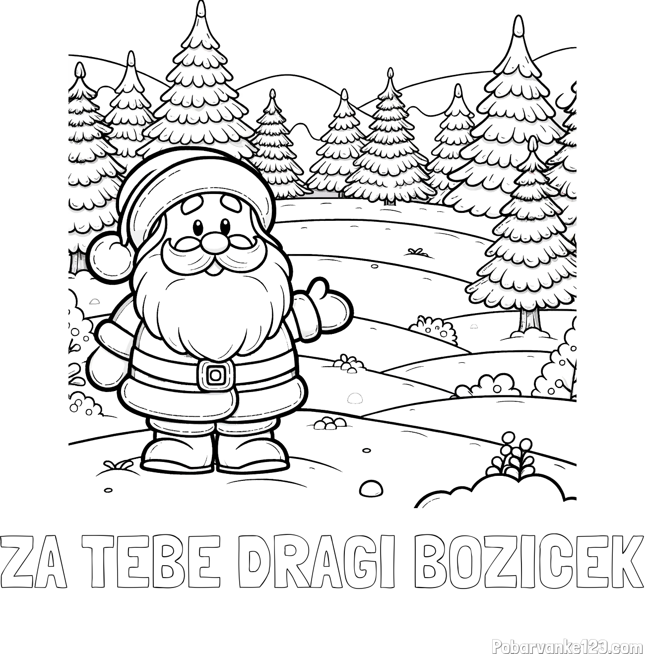 Pobarvanka imena ZA TEBE DRAGI BOŽIČEK in pobarvanka Božička v naravi