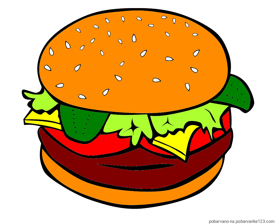 POBARVANA POBARVANKA - Pobarvanka hamburgerja