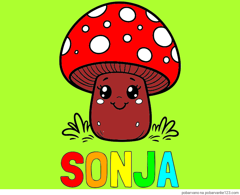 POBARVANA POBARVANKA - Pobarvanka imena SONJA in pobarvanka ljubke gobe