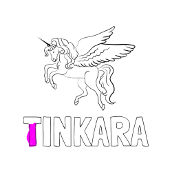 Pobarvana pobarvanka - Pobarvanka imena TINKARA in lepa pobarvanka samoroga