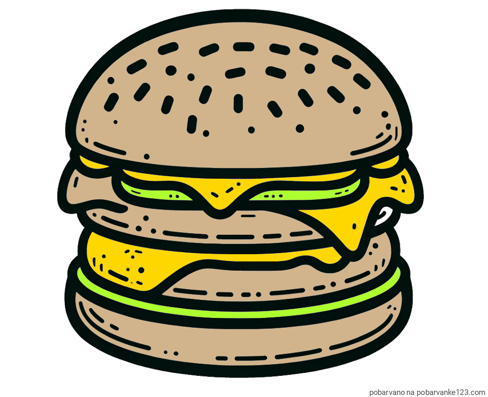 POBARVANA POBARVANKA - Preprosta pobarvanka hamburgerja
