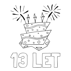 Online izdelana pobarvanka - Pobarvanka imena 13 LET in pobarvanka rojstnodnevne torte