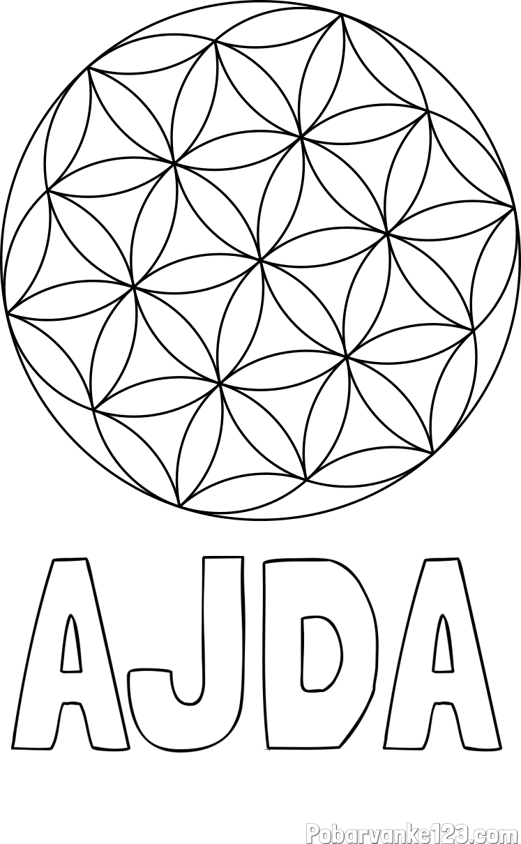 Pobarvanka imena AJDA in mandale 2