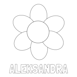 Online izdelana pobarvanka - Pobarvanka imena ALEKSANDRA in otroška pobarvanka cveta