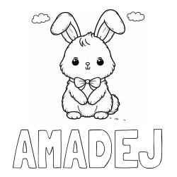 Online izdelana pobarvanka - Pobarvanka imena AMADEJ in pobarvanka prikupnega zajčka