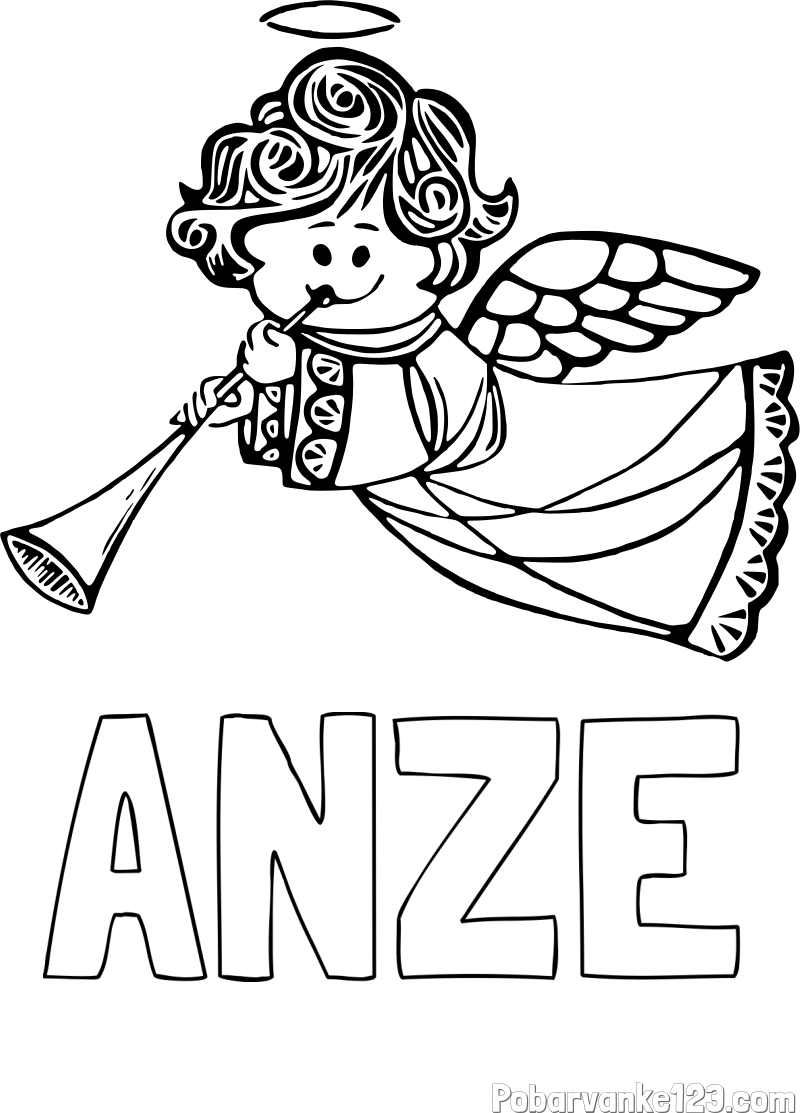 Pobarvanka imena ANZE in pobarvanka angelčka
