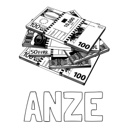 Pobarvanka imena ANZE in pobarvanka evrskih bankovcev