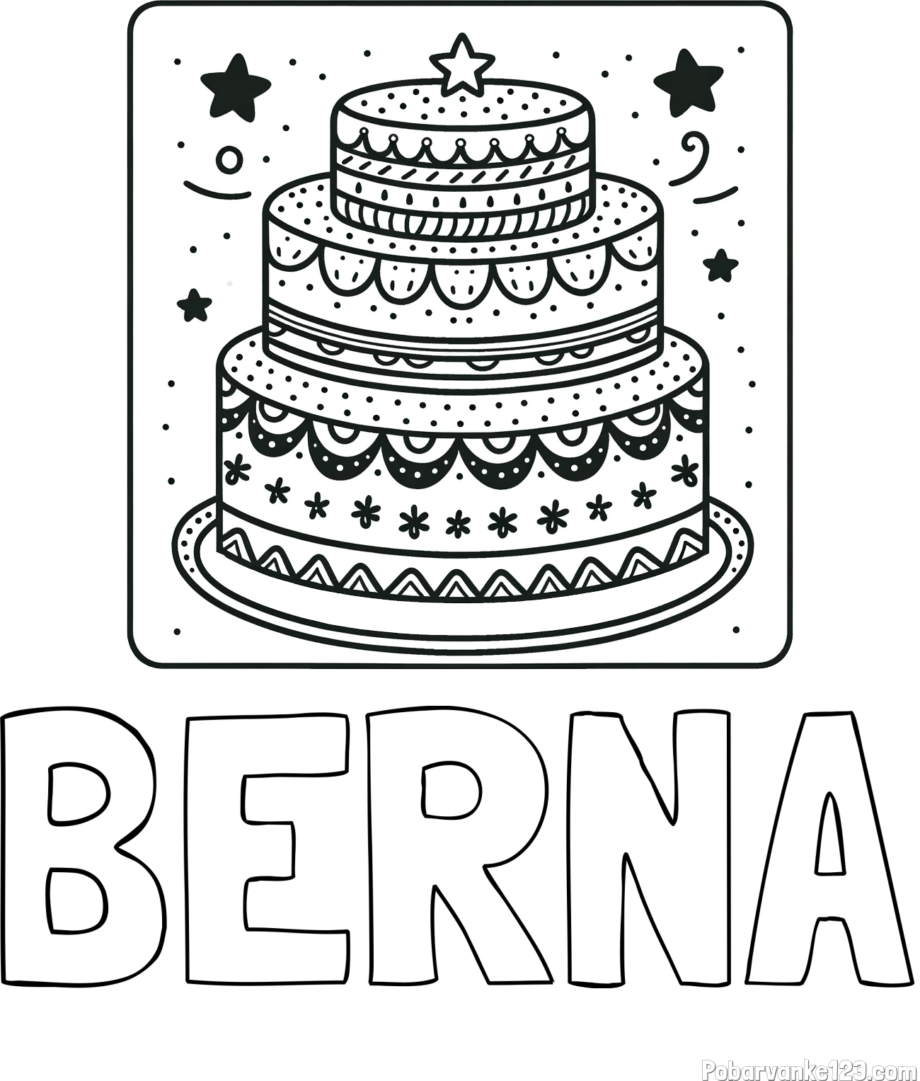 Pobarvanka imena BERNA in pobarvanka slastne torte