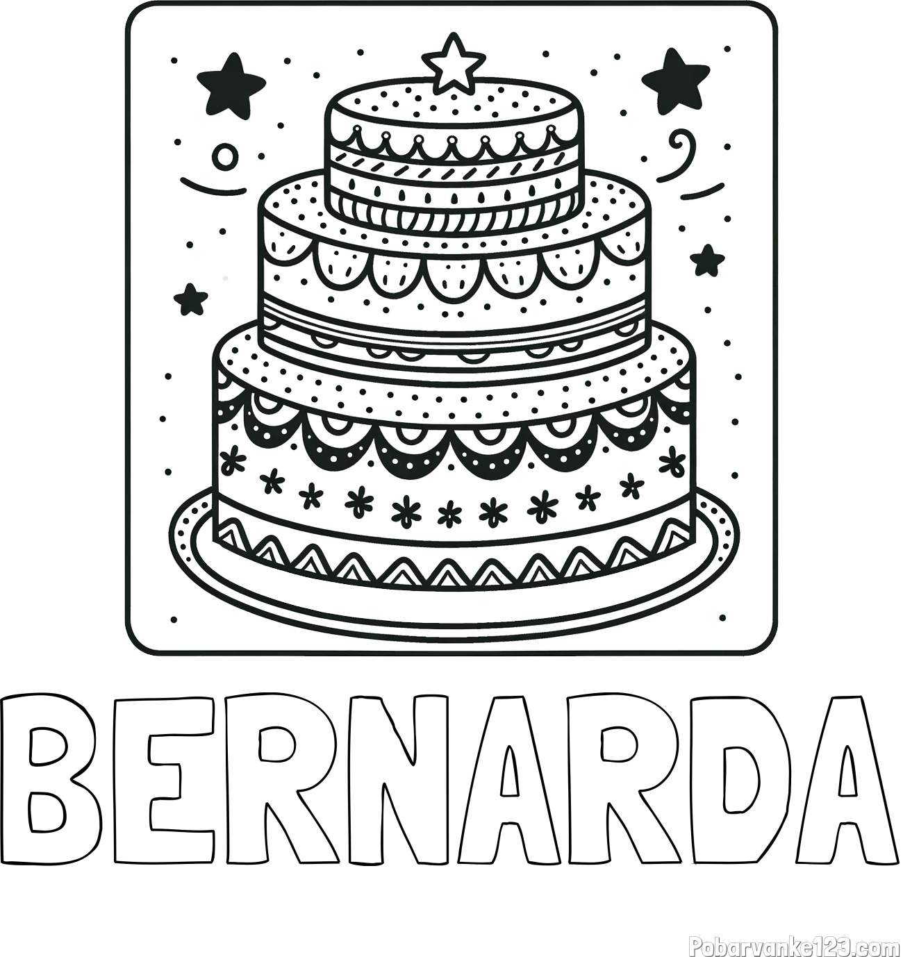 Pobarvanka imena BERNARDA in pobarvanka slastne torte
