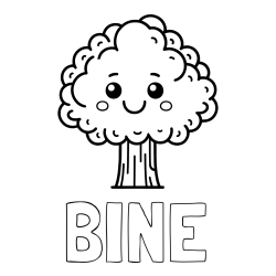 Online izdelana pobarvanka - Pobarvanka imena BINE in otroška pobarvanka drevesa