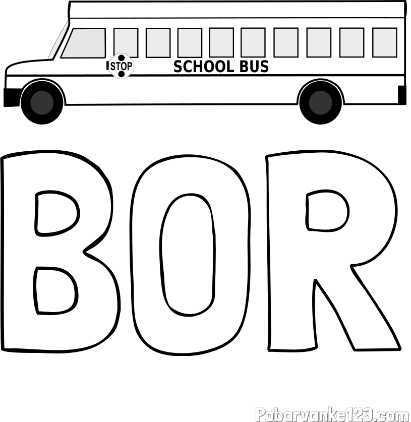 Pobarvanka imena BOR in pobarvanka šolskega avtobusa