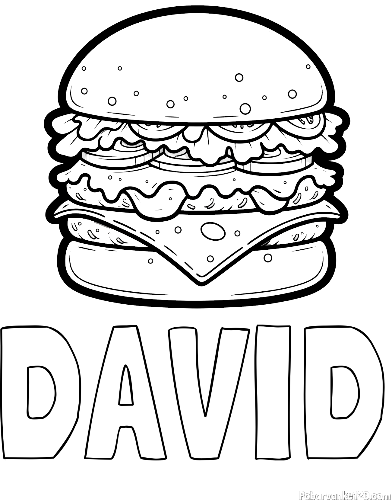 Pobarvanka imena DAVID in pobarvanka hamburger