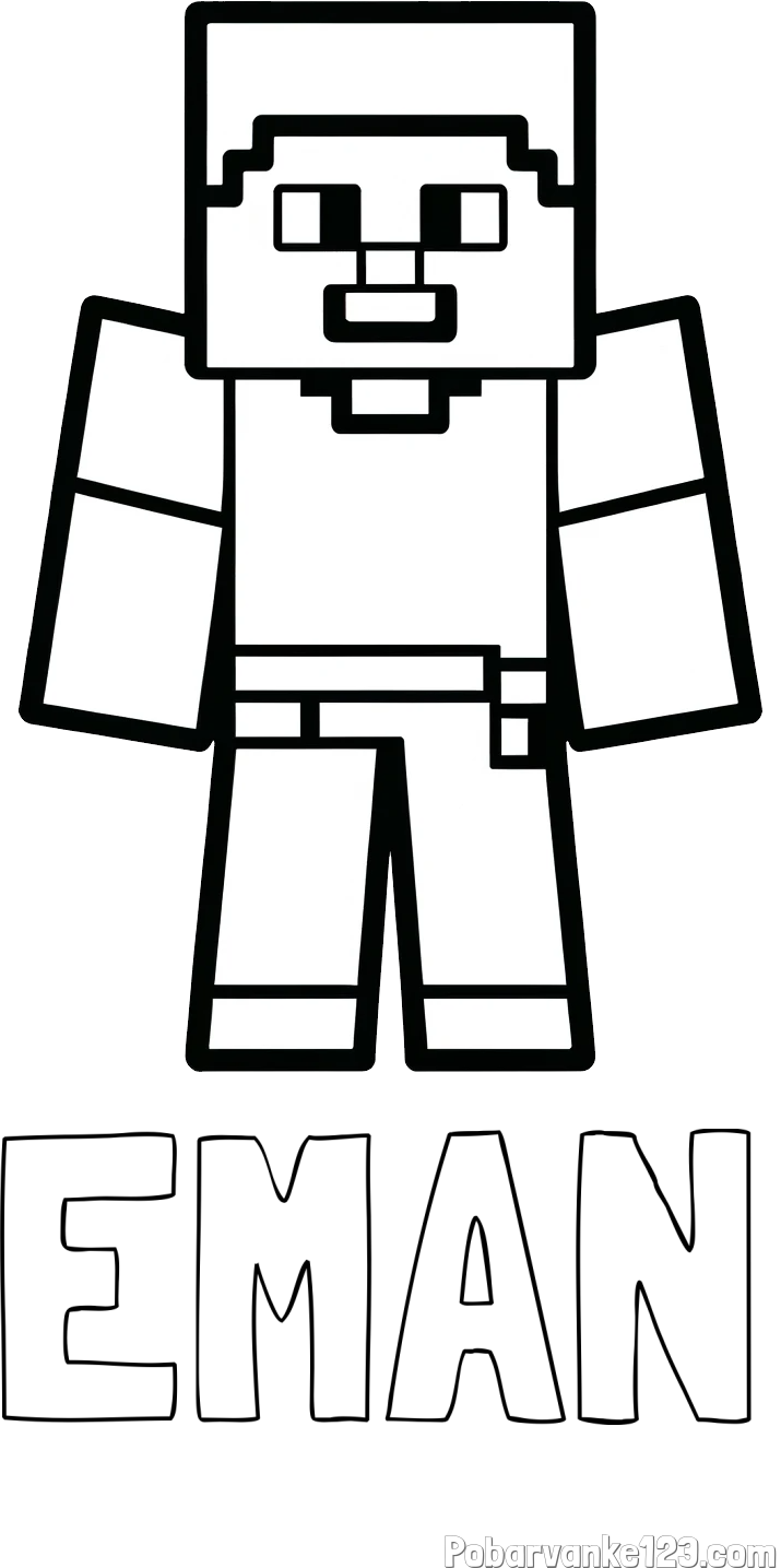 Pobarvanka imena EMAN in pobarvanka Minecraft figurice