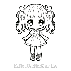 Online izdelana pobarvanka - Pobarvanka imena EMMA DOJENČEK OD INA in pobarvanka anime punčke