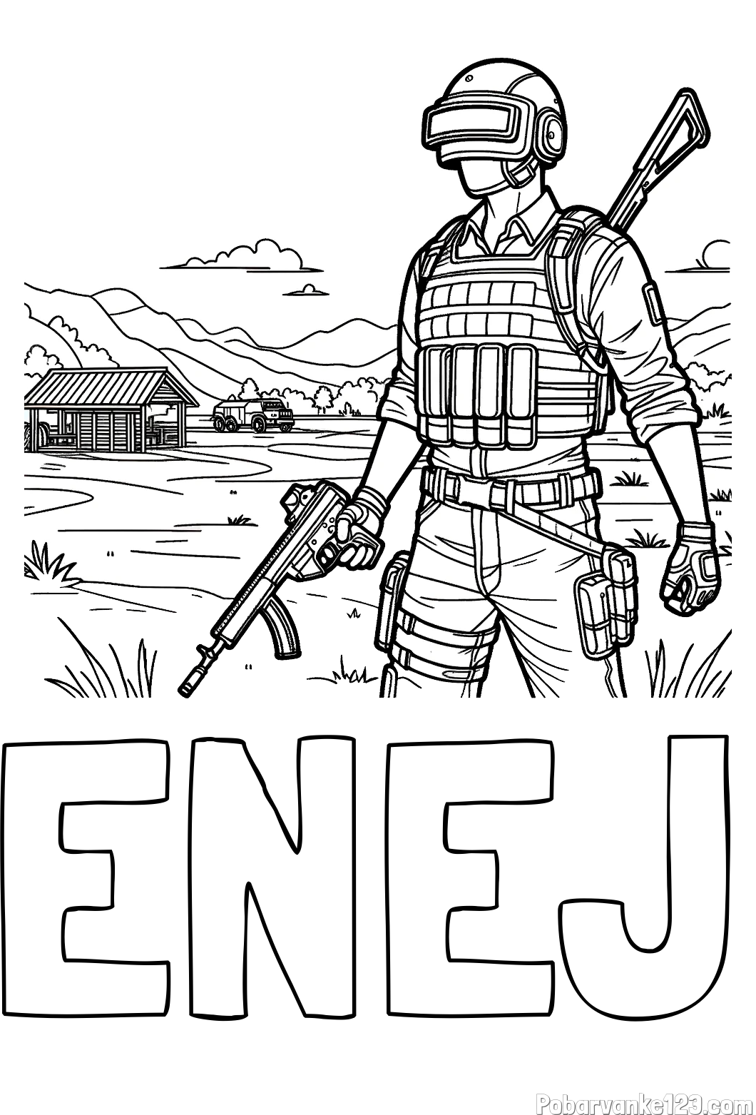 Pobarvanka imena ENEJ in otroška PUBG pobarvanka