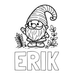 Online izdelana pobarvanka - Pobarvanka imena ERIK in pobarvanka prijaznega škrata oz. palčka