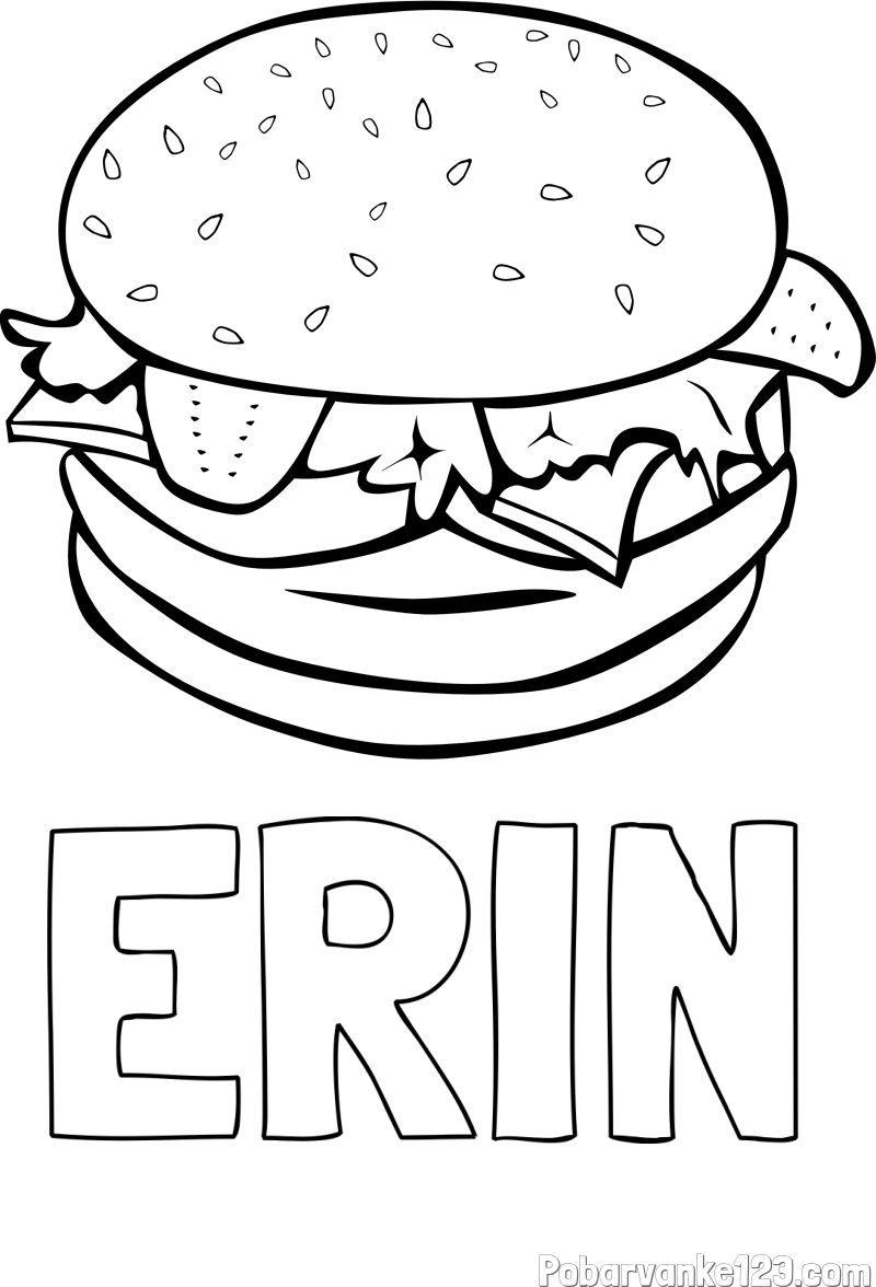 Pobarvanka imena ERIN in pobarvanka hamburgerja