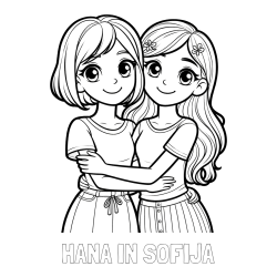 Online izdelana pobarvanka - Pobarvanka imena HANA IN SOFIJA in pobarvanka ljubkih prijateljic