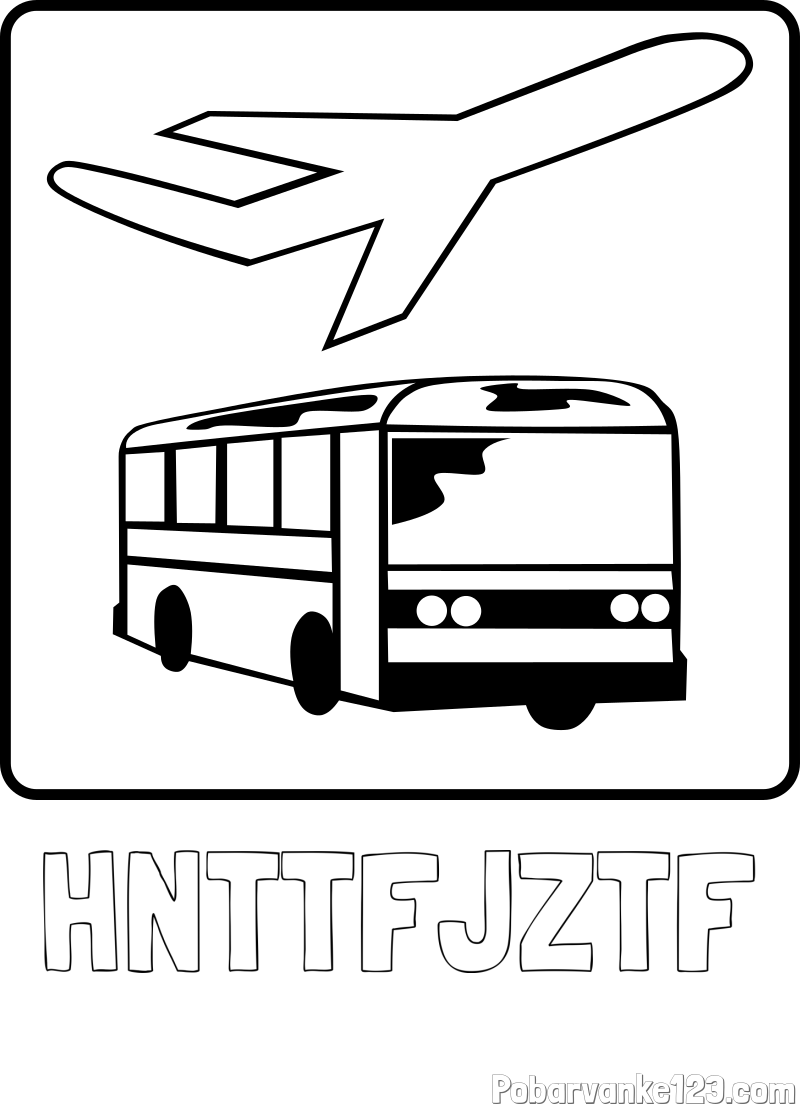 Pobarvanka imena HNTTFJZTF in avtobus in letalo