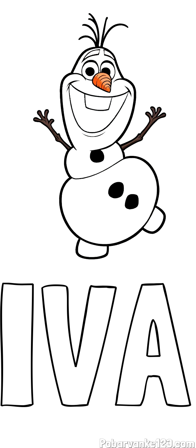 Pobarvanka imena IVA in pobarvanka ljubkega snežaka Olaf