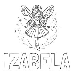 Online izdelana pobarvanka - Pobarvanka imena IZABELA in pobarvanka ljubke čarobne vile