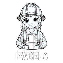 Online izdelana pobarvanka - Pobarvanka imena IZABELA in pobarvanka ljubke gasilke