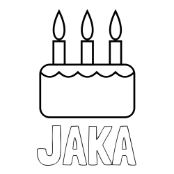 Online izdelana pobarvanka - Pobarvanka imena JAKA in pobarvanka rojstnodnevne torte za 3. rojstni dan