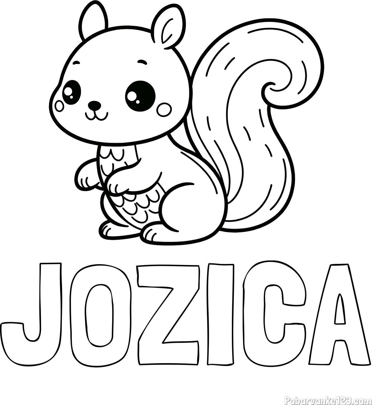 Pobarvanka imena JOZICA in pobarvanka ljubke veverice