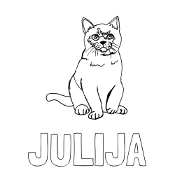 Online izdelana pobarvanka - Pobarvanka imena JULIJA in pobarvanka lepe mucke