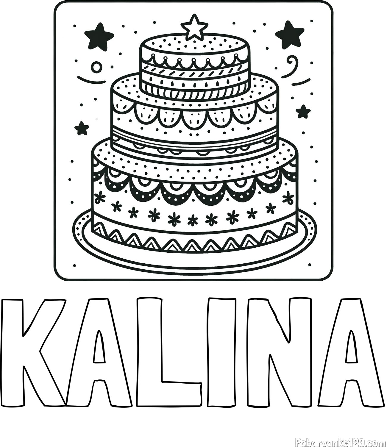 Pobarvanka imena KALINA in pobarvanka slastne torte