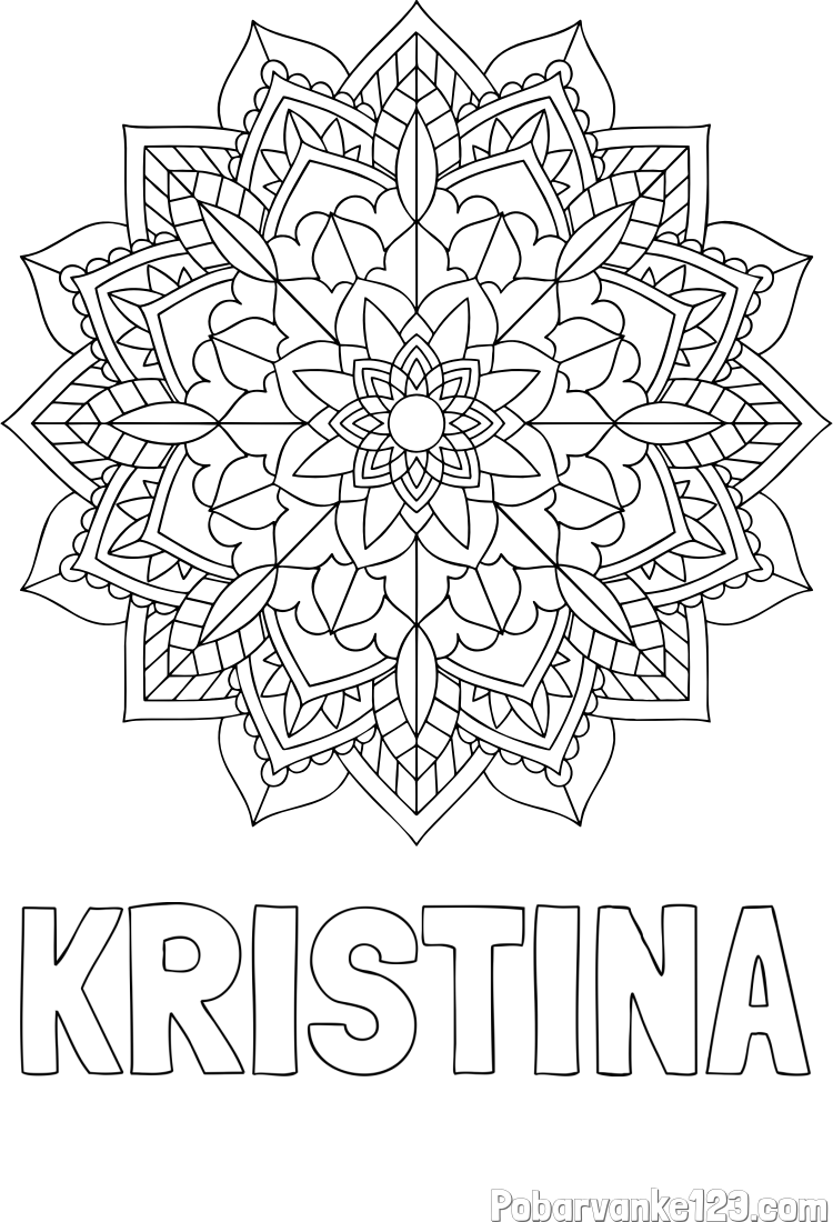 Pobarvanka imena KRISTINA in Čudovita pobarvanka mendale