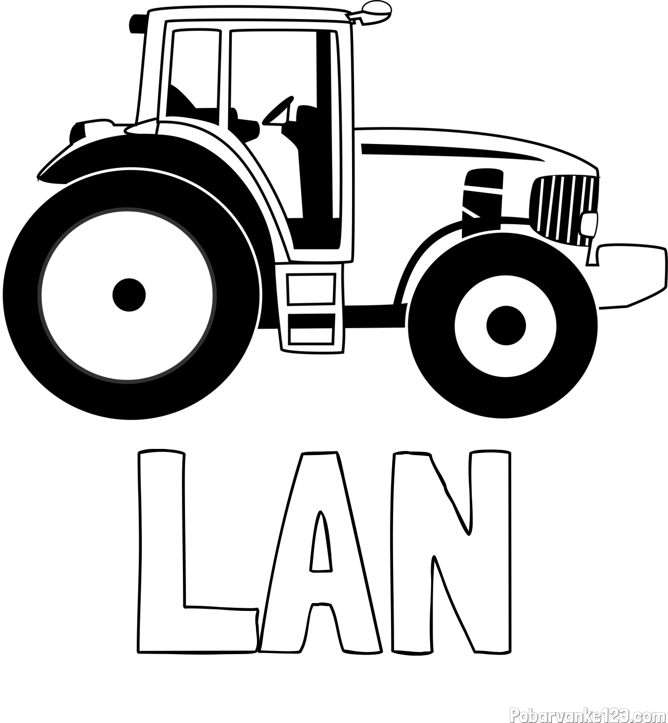 Pobarvanka imena LAN in pobarvanka velikega in zmogljivega traktorja